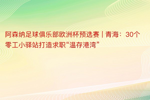 阿森纳足球俱乐部欧洲杯预选赛 | 青海：30个零工小驿站打造求职“温存港湾”