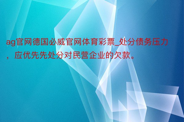 ag官网德国必威官网体育彩票_处分债务压力，应优先先处分对民营企业的欠款。