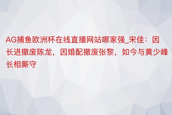 AG捕鱼欧洲杯在线直播网站哪家强_宋佳：因长进撤废陈龙，因婚配撤废张黎，如今与黄少峰长相厮守